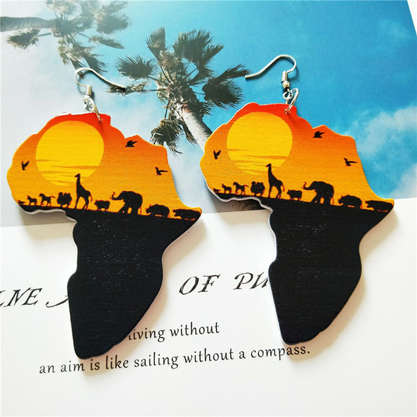 Colorful Euro American Exaggerated Geometric Earrings Set With Exaggerated African Patterns Gifts for Young Lady and Girl