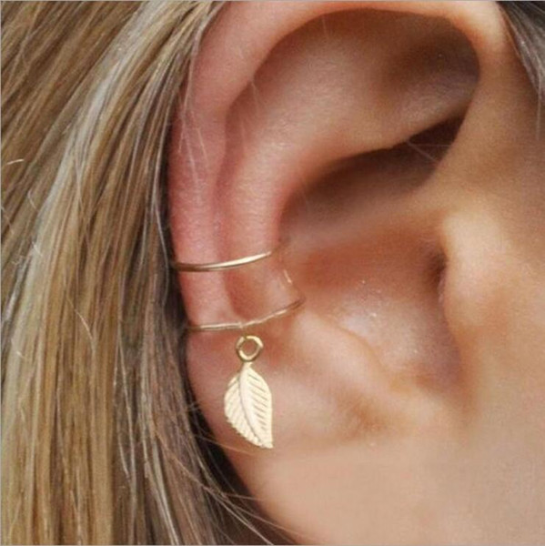 Vintage Leaf Clip On Earrings No Pierced Ear Cuff Pendientes De Clip For Women Earrings Ear Jacket Wrap Earcuff Brincos 10pcs