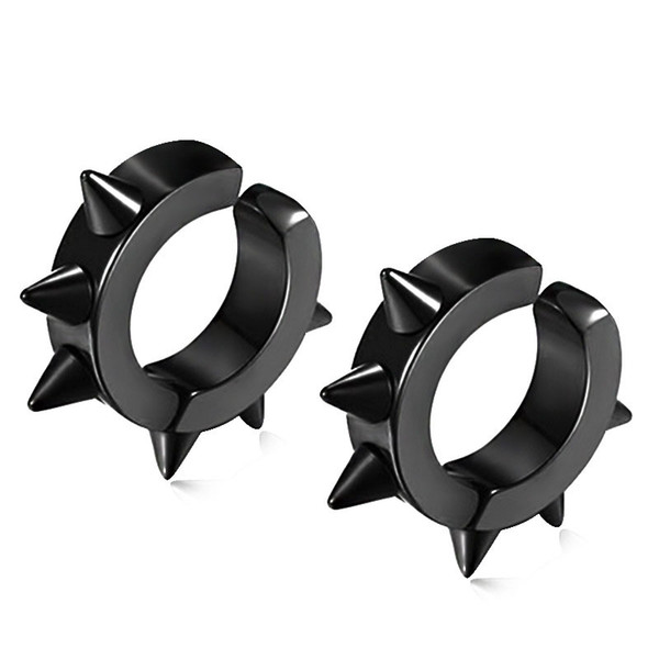 No Hole Stainless Steel Spike Thorn Hoop Ear Clip Earrings Hip Hop Fashion Jewelry for Women Men Drop Shipping