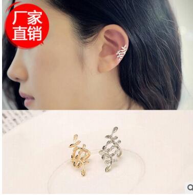 No hole ear clip-on earrings Lovely plum flower leaves shaped hollow out ear clip