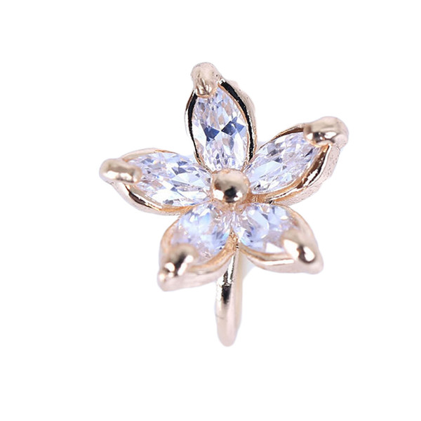 Freeshipping 1PC Women's Fashion Cz Crystal Flower U Shape Ear Cuff Clip-on No Piercing Earring high quality