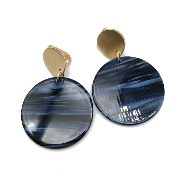 Free Shipping Round Resin Four Colors Clip Earring For Women