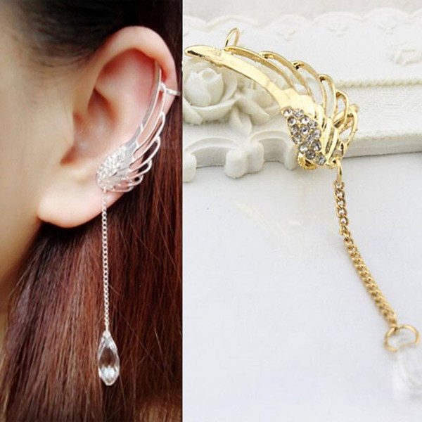 Occident Style Fairy Angel Wings Ear Clip Crystal Chain Earring