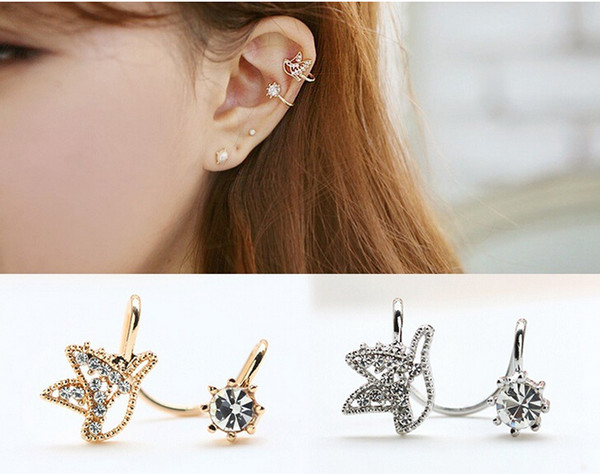 Single one Cute Birds Rhinestone Earrings Without ear hole Earring clip on crystal earring wholesale free shipping