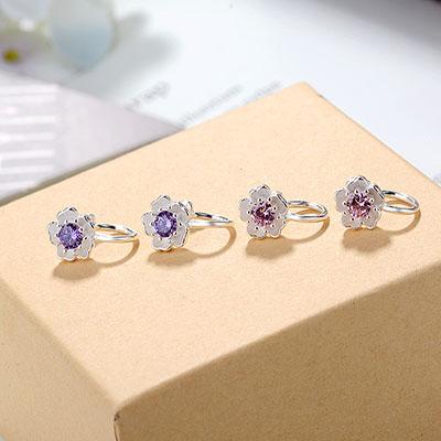 Small Fresh Diamond-free Earrings Cherry Blossom Ear Clip Flower Peach Earrings Temperament Girl Net Red Sweet Earrings