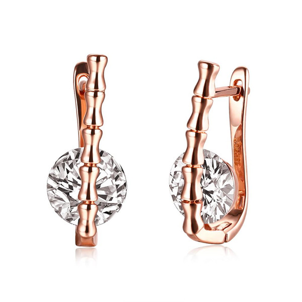 2018 New Design Free Antiallergic Real Rose Gold Rhinestone Geometry Clip Earrings For Women Jewelry KE121