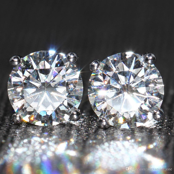 Luxury Brand Fashion 3ct 8*8mm Round Simulated Diamond CZ Crystal Unisex Stud Earrings For Men And Women