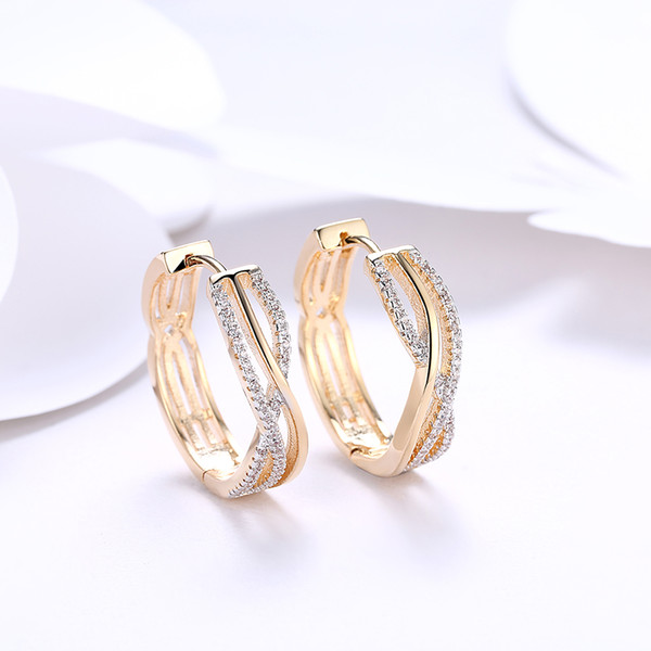 Fashion Circle Earing for Women 18k Gold Platinum Plated Hoop Earring White Crystal CZ Small Jewelry Women Engagement Earring Gift