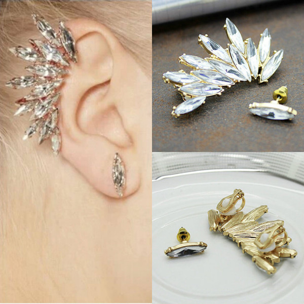 2016 Fashion Ear Type Luxury Punk Cool Crystal Gem Gold Earring Earcuff Vintage Earrings Right Single