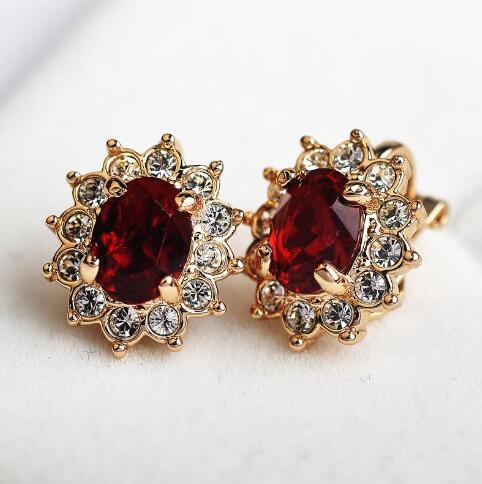 European fashion retro Rhinestone pierced earrings geometric woman without fake gift pad ear clip type ear clip