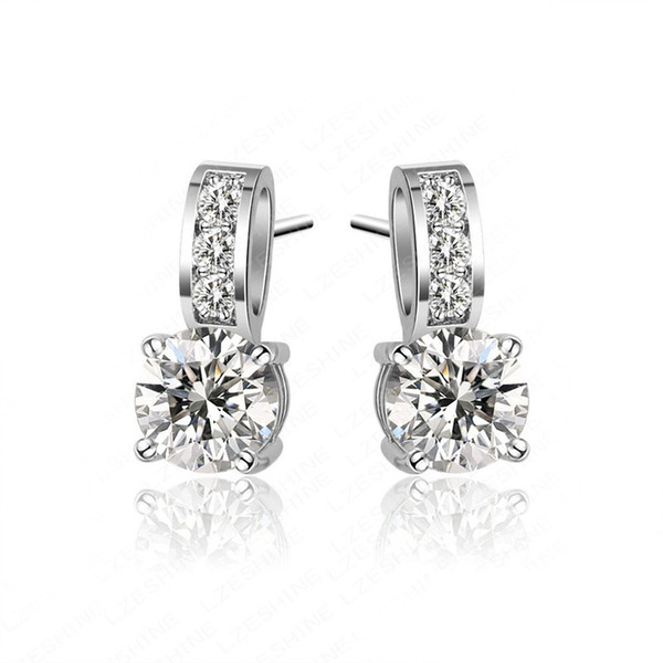 New arrival Brass Cuff Earings with cubic zirconia prong set white gold plated ladies fashion zircon earrings