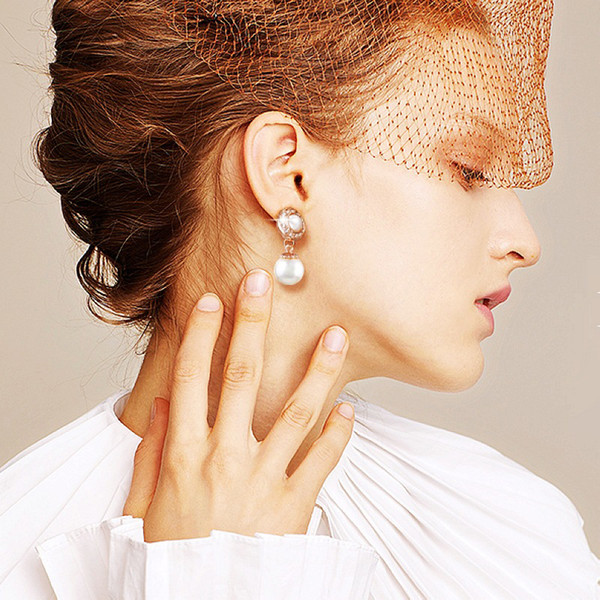 Sale Clip On Earrings For Women Without Piercing No Hole Brincos Pearl Fashion Jewelry Golden Drop Earrings