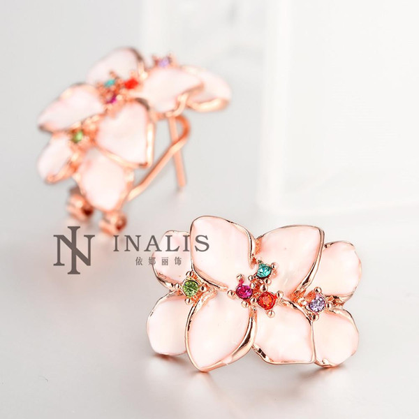 Clip earring for women New fashion fine jewelry Full rhinestones flowers elves clip for girls ear clip earcuff earrings for women