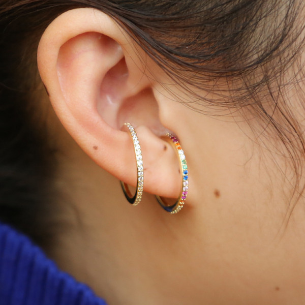 Dual purpose cuff earrings for women simple ear jewelry bohemia cute white rhinestone delicate fashion girls lovely clip brinco