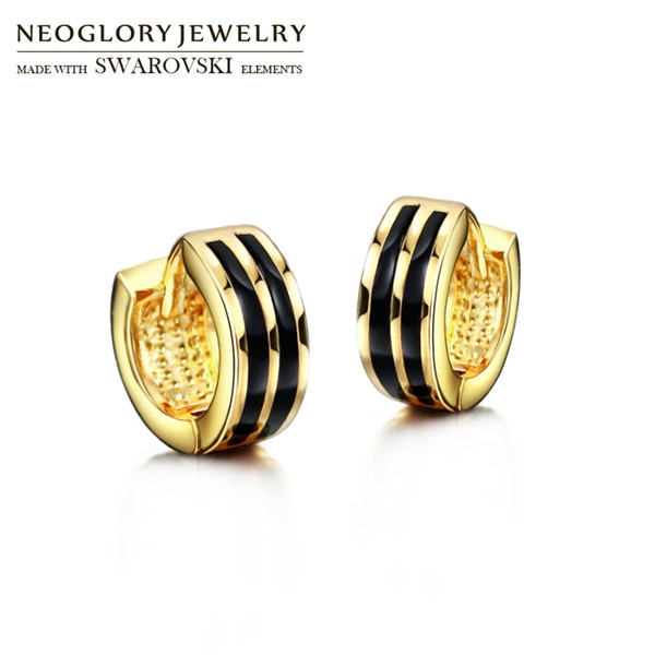 Neoglory Enamel Clip Earrings Cute Gold Color Geometric Deisgn Simple Style Trendy Women For Daily Party Gift