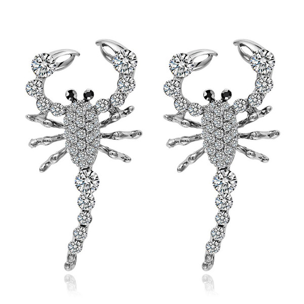 Pairs Rhinestone Scorpion Shape Earrings For Gift Party Event Wedding With Screw Back Designed Ear Stud Jewelry Accessories