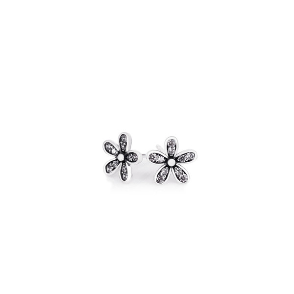 Jewelry Accessories Authentic S925 Pandora Dazzling Daisy Earring With Clear CZ Fits For European DIY Style Jewelry 290570CZ