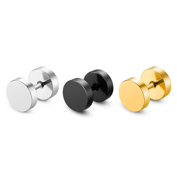 1pair Push Back Earrings Men Accessories Jewelry 8MM Round Stainless Steel Earring Boyfriend Ear Stud Punk Style Allergy Free