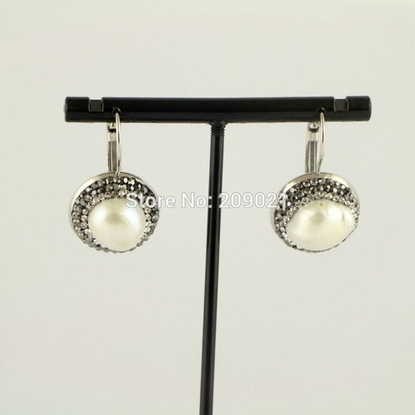 New Style ~ 6Pair Pearl Pave Crystal Rhinestone Round Shape Clip Earrings For Women Jewelry Finding