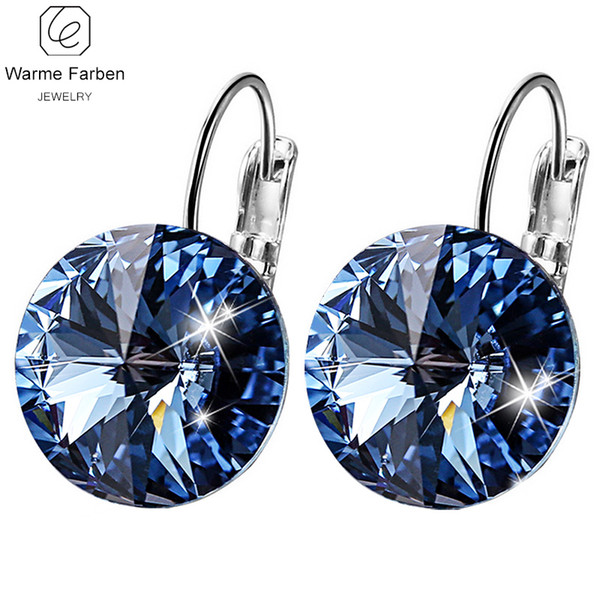 WARME FARBEN Earring for Women Made with Swarovski Crystal Round Stone Drop Earring Silver 925 Jewelry Earring Gift for lady