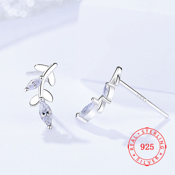 2018 new white cubic zircon earring high quality 925 sterling silver young girl lady jewelry wholesale