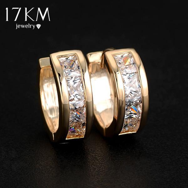 17KM High quality Gold Color Crystal Zircon Earrings big statement Silver Color earring jewelry for women