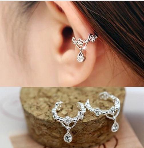 New women's Fashion Ear Cuff COOL Wrap Rhinestone Cartilage Clip On Earring Non Piercing