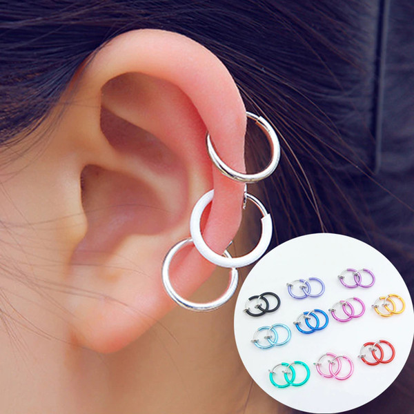 Hot 20pairs Chic Personality Trendy Goth Punk Fake Earrings Body Piercing Nose Lip Ear Clip For Women Jewelry