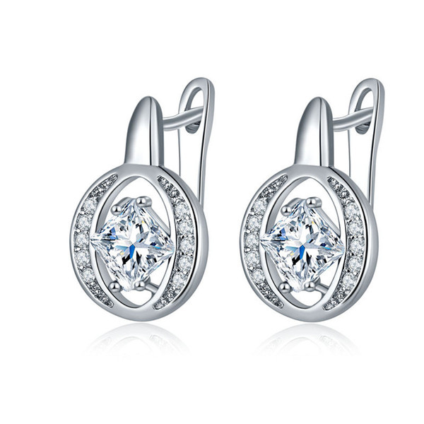 New European and American Jewelry Diamond Zirconium Shier Full Diamond Hollow Earrings Anti-allergic Fashion Jewelry