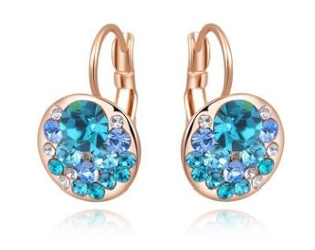 Foreign trade jewelry wholesale authentic Austrian crystal rose gold blue diamond ear clip