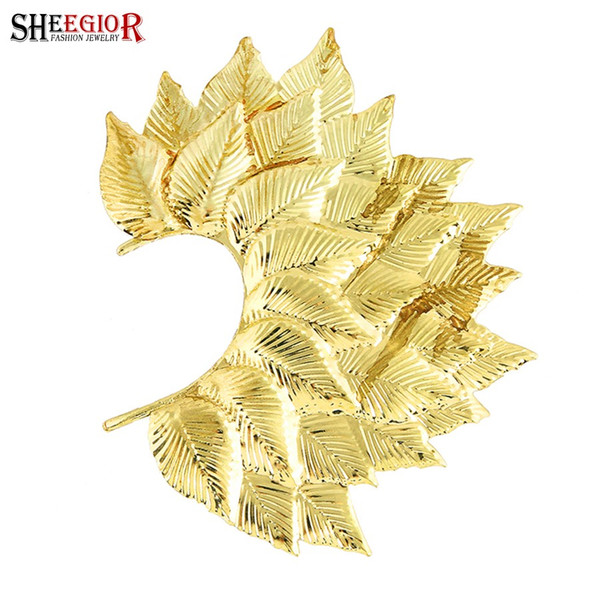 SHEEGIOR Lovely Ear Cuff Big Earrings for Women Fashion Jewelry Boho Gold Silver Leaf No EarHole Clip Earring Bijoux Femme Gifts