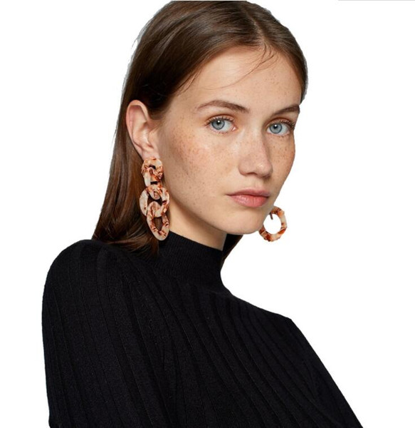 2019 New arrival Fresh and sweet Resin Rainbow stripes tassel Acetate acetate plate Earring Jewelry For Women Party Gift free shipping 0441