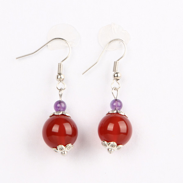 Manual creative agate round pearl earrings The European and American fashion national wind foreign trade act the role ofing is tasted