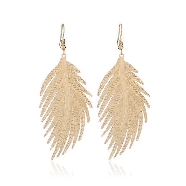 Women Feather Shaped Dangle Earring Tassel Long Earring for Gift Party Wedding Bridal Jewelry Accessories High Quality