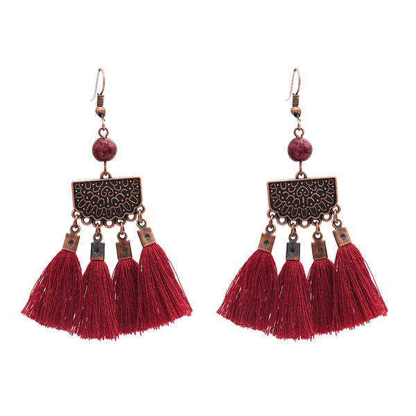 3 Colors Trendy Ethnic Thread Long Tassel Drop Earrings For Women Jewelry Design