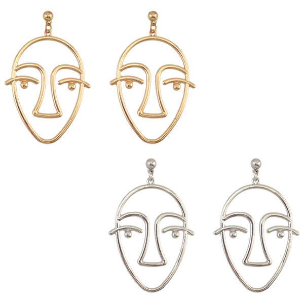 idealway 2 Color New Fashion Gold Silver Plated Simple Face Shaped Drop Earrings