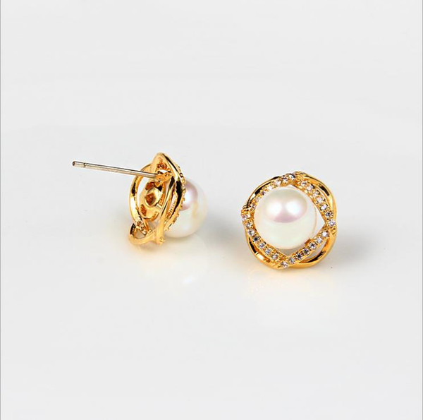 Fashion fashion new silver earrings female fashion pearl earrings personality Baitao Rose Zircon temperament high-quality Earrings