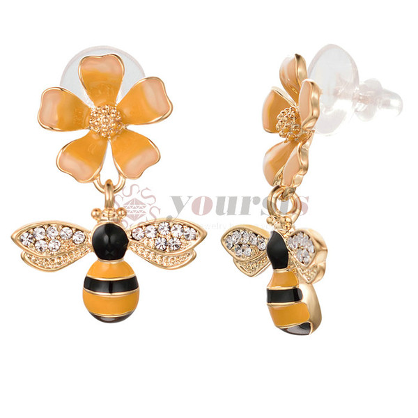 Yoursfs Hot new flower earrings zircon earrings wholesale Earings Fashion Jewelry Punk for women Crystal Bee Flower Earrings Jewelry