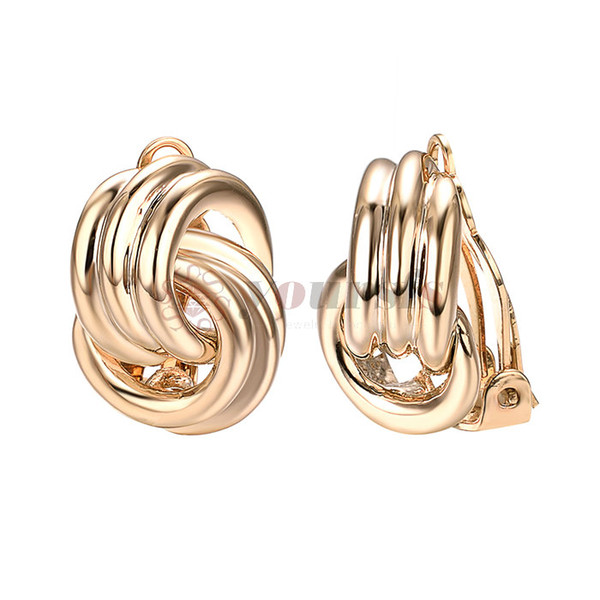 Yoursfs Knot Clip-On Earrings for Women Silver Color Big Swirl 80s Button Earrings Round Knot Clip on Earrings