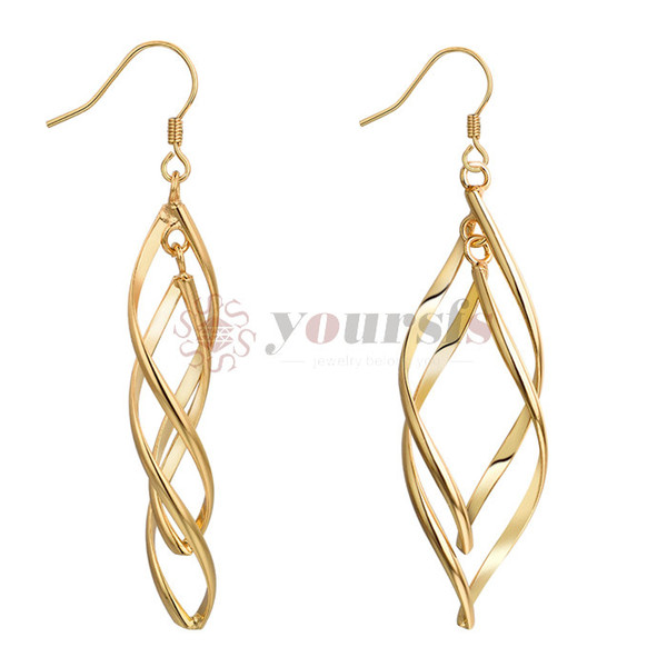 Yoursfs Hot Hollow Rhombus Drop Earrings For Women Gold Color Leaf Dangle Earrings Piercing Jewelry Gift