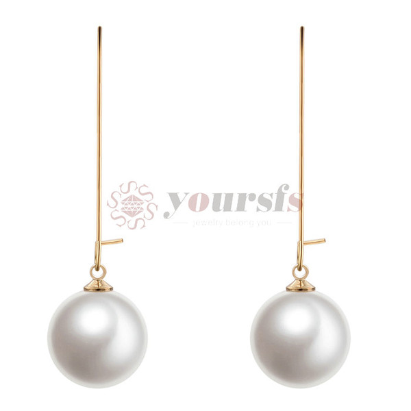 Yoursfs Ear Hook Fashionable Pearl Ear Hangs contracted temperament Popular Eardrop Pearl Earring Long Style Round imitation Pearl