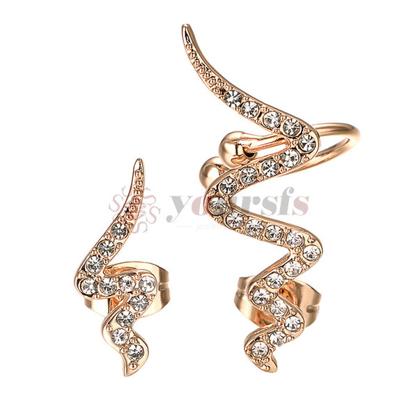 Yoursfs Fashion Cuff Climber Earrings for Women CZ Crystal Arrow Ear Wrap Pin Sweep Ear Wedding Gifts