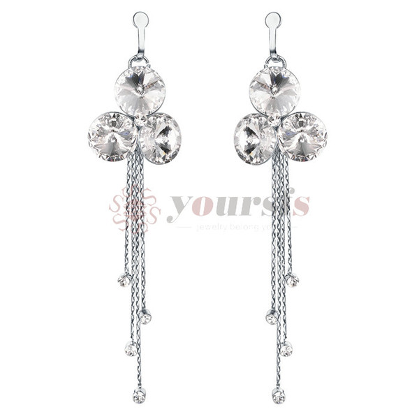 Yoursfs Clip on Chandelier Earrings for Women Gorgeous Crystal Long Tassel Bridal Earrings