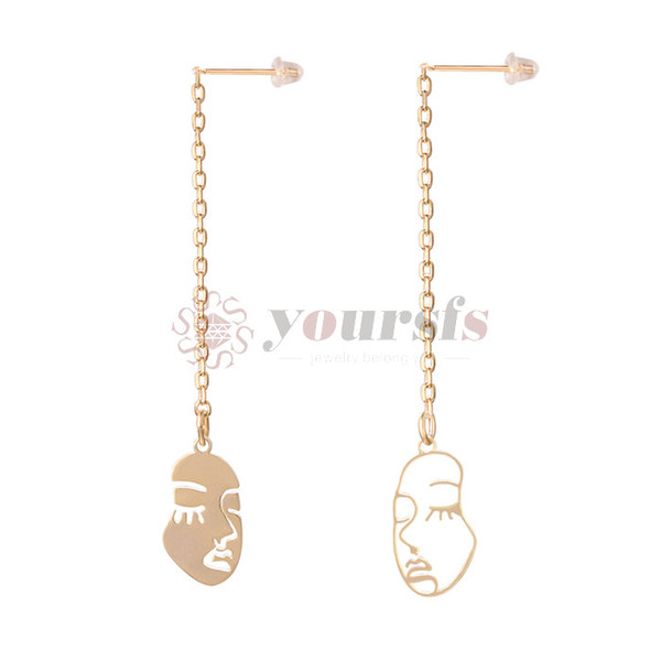 Yoursfs Abstract Art Drop Earrings Gold Color Face Statement Dangle Earrings Girls Fashion Trend Tassel Earrings For Women