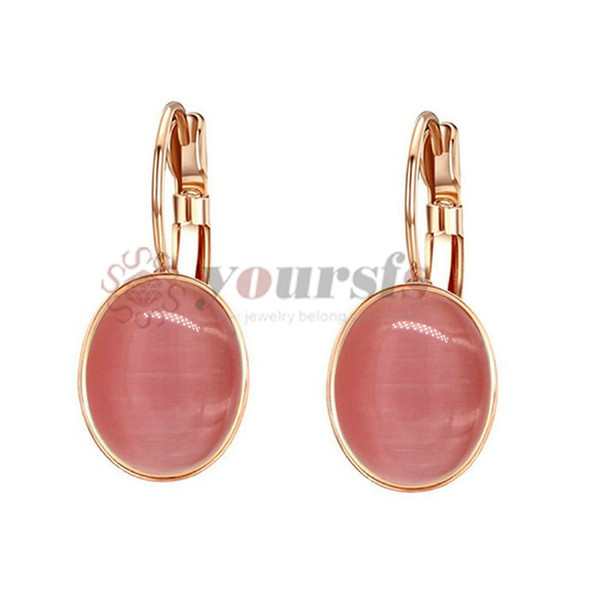 Yoursfs Luxury Valentine Gift Classical Dangle Earrings Use Cream Opal Stone 18 K Rose Gold Plated Earrings for Women Earrings Noble Jewelry