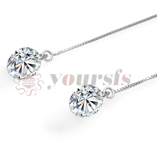 Yoursfs Fashion Threader Dangle Earrings With 1ct Simulated Diamond Pendant