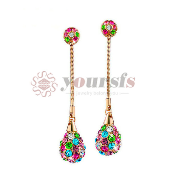 Yoursfs Vogue Chic Drop Brand Fashion Multicolor Crystal Earrings Jewelry Plated Dangle Earrings For Women Popular Gift Dangle Sunmer Wear