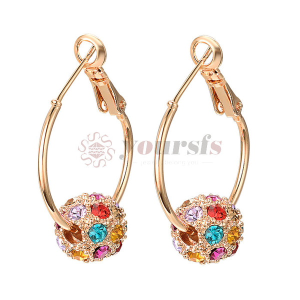 Yoursfs Fashion Austrian Crystal Ball Gold/Silver Earrings High Quality Earrings For Woman Party Wedding Jewelry