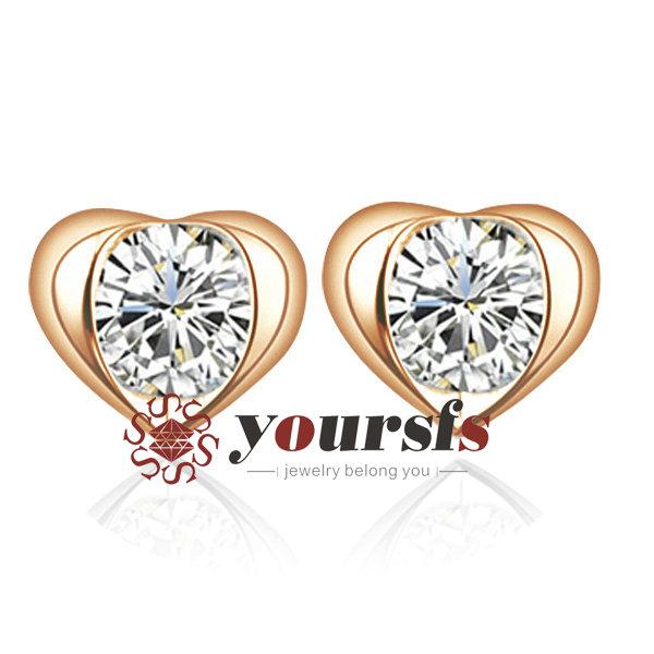 Yoursfs Elegant Heart Shape Earrings Jewelry Gift Austrian Crystal 18 K Gold Plated Fashion Gorgeous Statement Earrings for Women Wedding