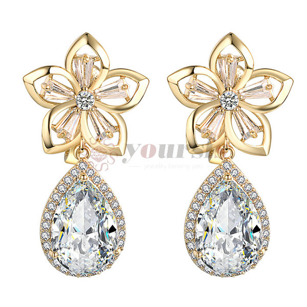 Yoursfs Clip On Wedding White Teardrop Bridal Cubic Zirconia Bride Bridesmaid Gift Earrings